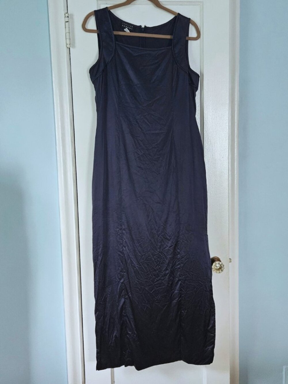 Spenser Jeremy 100% Silk Navy Blue Maxi Dress Size 14 Sleeveless